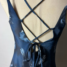 Load image into Gallery viewer, Delia Indigo Floral Cross Back Dress Medium