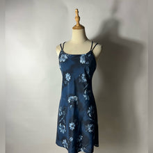 Load image into Gallery viewer, Delia Indigo Floral Cross Back Dress Medium