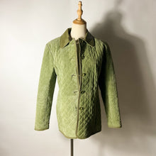 Load image into Gallery viewer, Kelly Spring Green Quilted Suede Jacket Medium