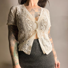 Load image into Gallery viewer, Amelie 1960s Crochet Short Sleeve Sweater- XS
