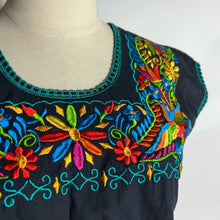 Load image into Gallery viewer, TRADITIONAL Mexican Embroidered Cotton Top Black small
