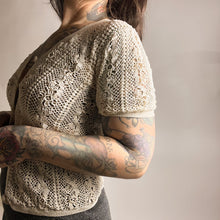 Load image into Gallery viewer, Amelie 1960s Crochet Short Sleeve Sweater- XS
