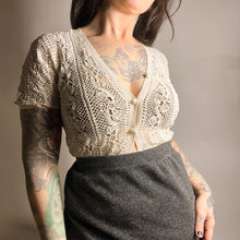 Load image into Gallery viewer, Amelie 1960s Crochet Short Sleeve Sweater- XS
