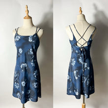 Load image into Gallery viewer, Delia Indigo Floral Cross Back Dress Medium
