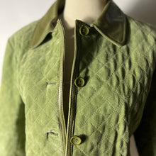 Load image into Gallery viewer, Kelly Spring Green Quilted Suede Jacket Medium
