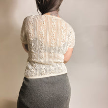 Load image into Gallery viewer, Amelie 1960s Crochet Short Sleeve Sweater- XS
