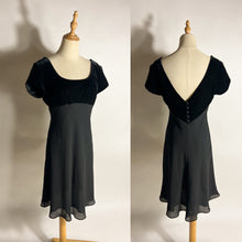 Load image into Gallery viewer, Poe Velvet Bodice V-Back Black Dress
