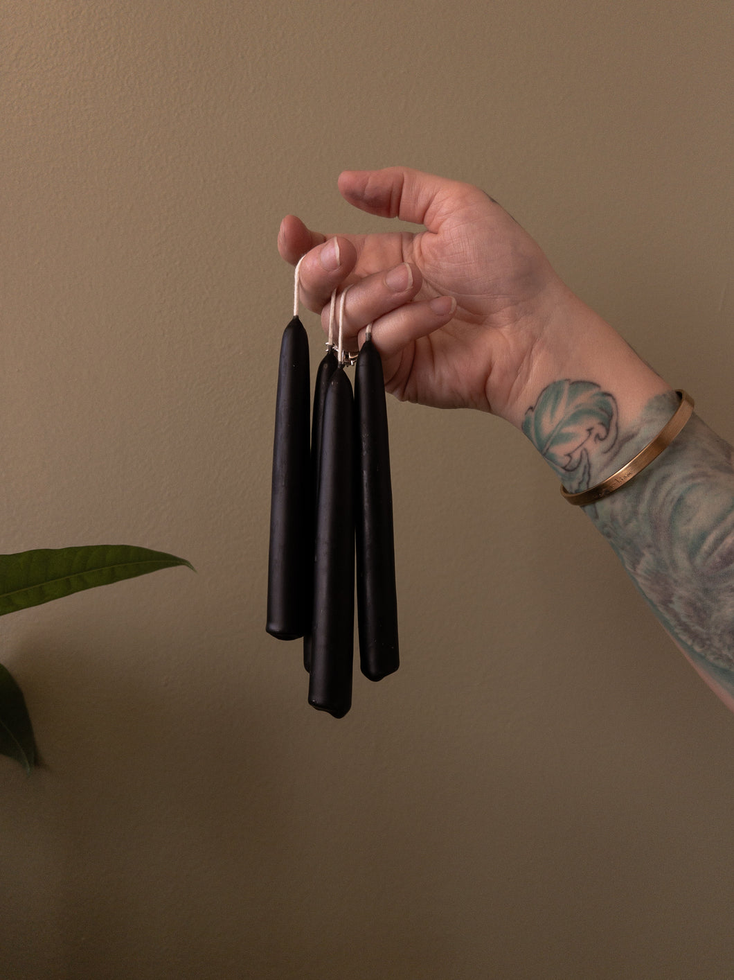Black Beeswax Taper Chime Altar Candles 4”