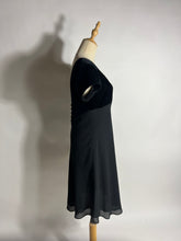 Load image into Gallery viewer, Poe Velvet Bodice V-Back Black Dress
